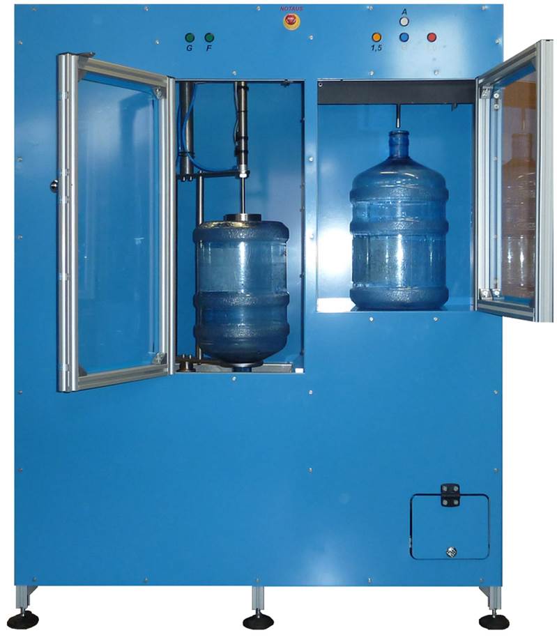 Halbautomatische Lösung für das Spülen, Füllen und Verschließen von Flaschen